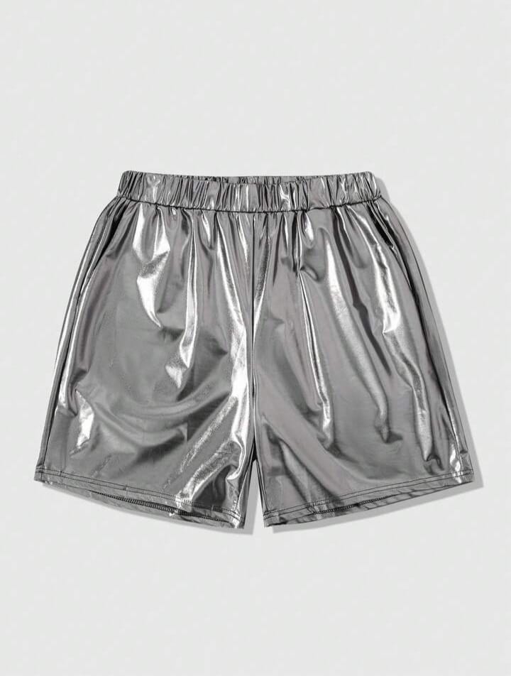 Men's Simple Silver Casual Shorts